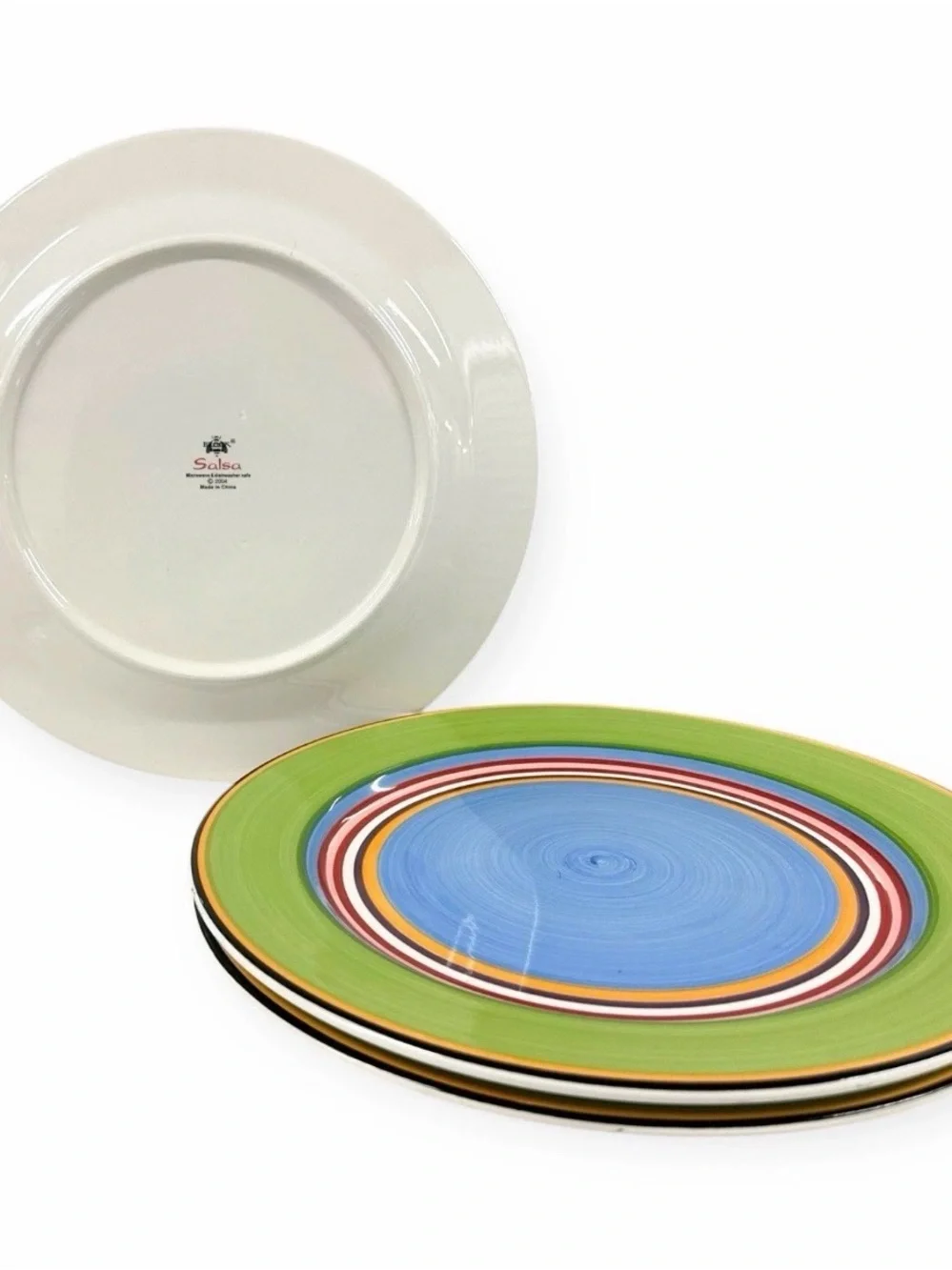 Vintage Salsa by Block Dinner Plates 11” Multicolor Striped Stoneware Set Of 3